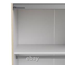 Verona Sliding Wardrobe 180cm in Oak with White and Mirror Doors with 5 Shelves