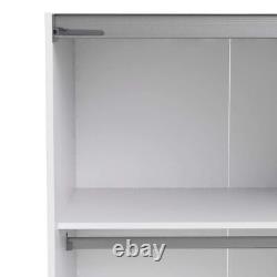 Verona Sliding Wardrobe 180cm in White with Oak and Mirror Doors with 2 Shelves
