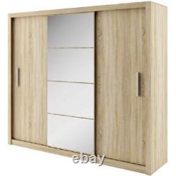 WARDROBE 250cm, MIRRORED 3 sliding doors bedroom living hallway furniture DNID01