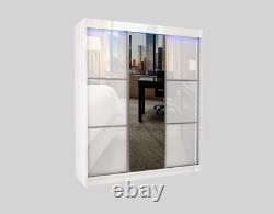 WARDROBE 3 sliding doors, FRONT WITH LACOBEL GLASS and MIRROR bedroom MRVILM180