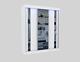 White Wordrobe Cupboard 3 Slide Doors Mirror Int Draws Bedroom Hallway Mrde180cm