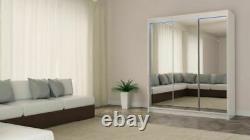 WITHE WARDROBE 3 sliding doors & INT DRAWS FULL MIRROR bedroom hallway MRDE180cm
