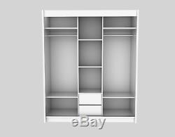 Wardrobe 2 drawers 3 Sliding Mirrored Doors, Modern Bedroom Furniture MRGR180cm