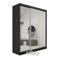 Wardrobe 3 Sliding Mirrored Doors, 2 drawers Modern Bedroom Furniture MRDE 180cm