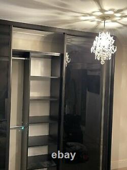 Wardrobe (Black, Mirrored) sliding doors