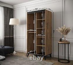 Wardrobe GALICIA V4 Sliding Doors Hanging Rail Shelves Drawers 150 120 100 cm