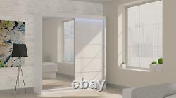Wardrobe Mirrored Modern, 2 Sliding Doors Bedroom Furniture MRMA 200 + FREE LED