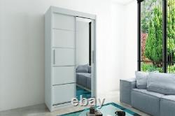 Wardrobe White Matt Sliding Doors Hanging Rail Shelves 6 Dimensions New VERONA 2