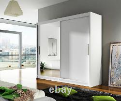 Wardrobe with 2 Sliding Doors, 1 Full Door Mirror, 4 Colour Choices, 180 cm wide