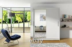 Westa Wardrobe Sliding Doors- With Mirror- Shelves- Hanging Rail White / Oak