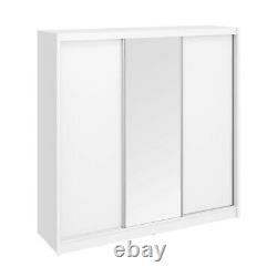 White 3 Door Sliding Wardrobe + LED Lights L210cm D63cm H212cm BERNIE