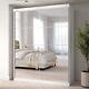 White Mirrored Sliding Door Double Wardrobe With Shelves Sidney Sdn002