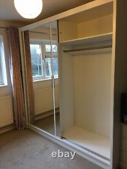 White Mirrored Sliding Door Double Wardrobes Very Good Condition