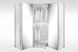 White large sliding folding 4 door mirrored wardrobe BREMA 210cm