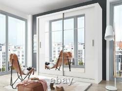 White matt wardrobe CLEO 32 180cm 2 sliding mirrored doors