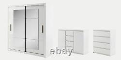 White matt wardrobe CLEO 32 180cm 2 sliding mirrored doors